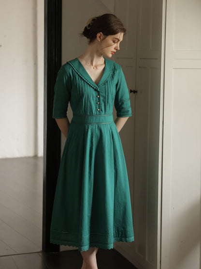 Fiona – Midi-Kleid aus 100% Baumwolle mit V-Ausschnitt