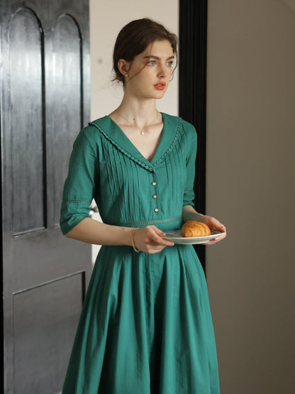 Fiona – Midi-Kleid aus 100% Baumwolle mit V-Ausschnitt