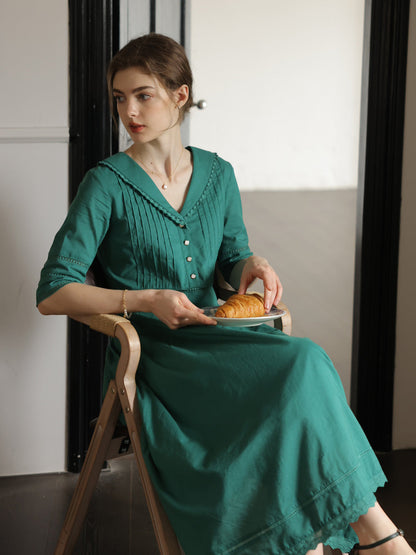 Fiona – Midi-Kleid aus 100% Baumwolle mit V-Ausschnitt