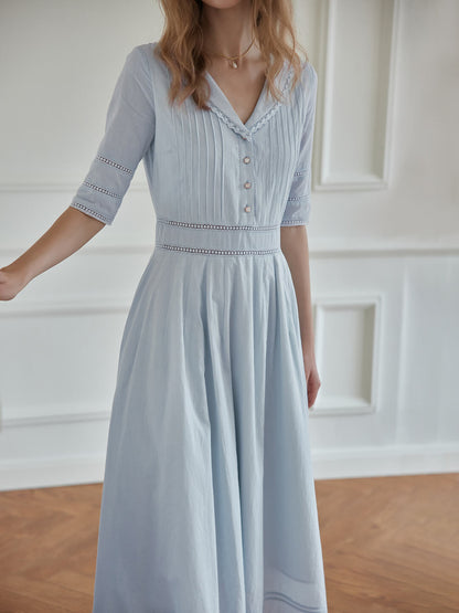 Fiona – Midi-Kleid aus 100% Baumwolle mit V-Ausschnitt