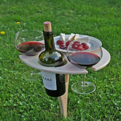 Faltbarer Picknicktisch mit Weinhalter – Aus Holz