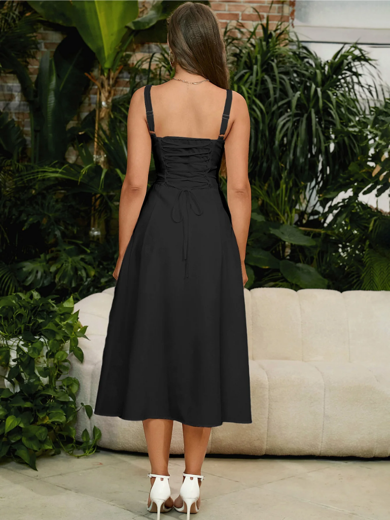 Gerüschtes Bustier Kleid mit Spalt und Trägern
