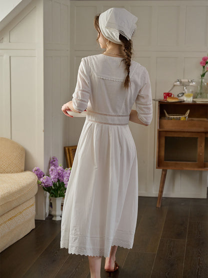 Fiona – Midi-Kleid aus 100% Baumwolle mit V-Ausschnitt