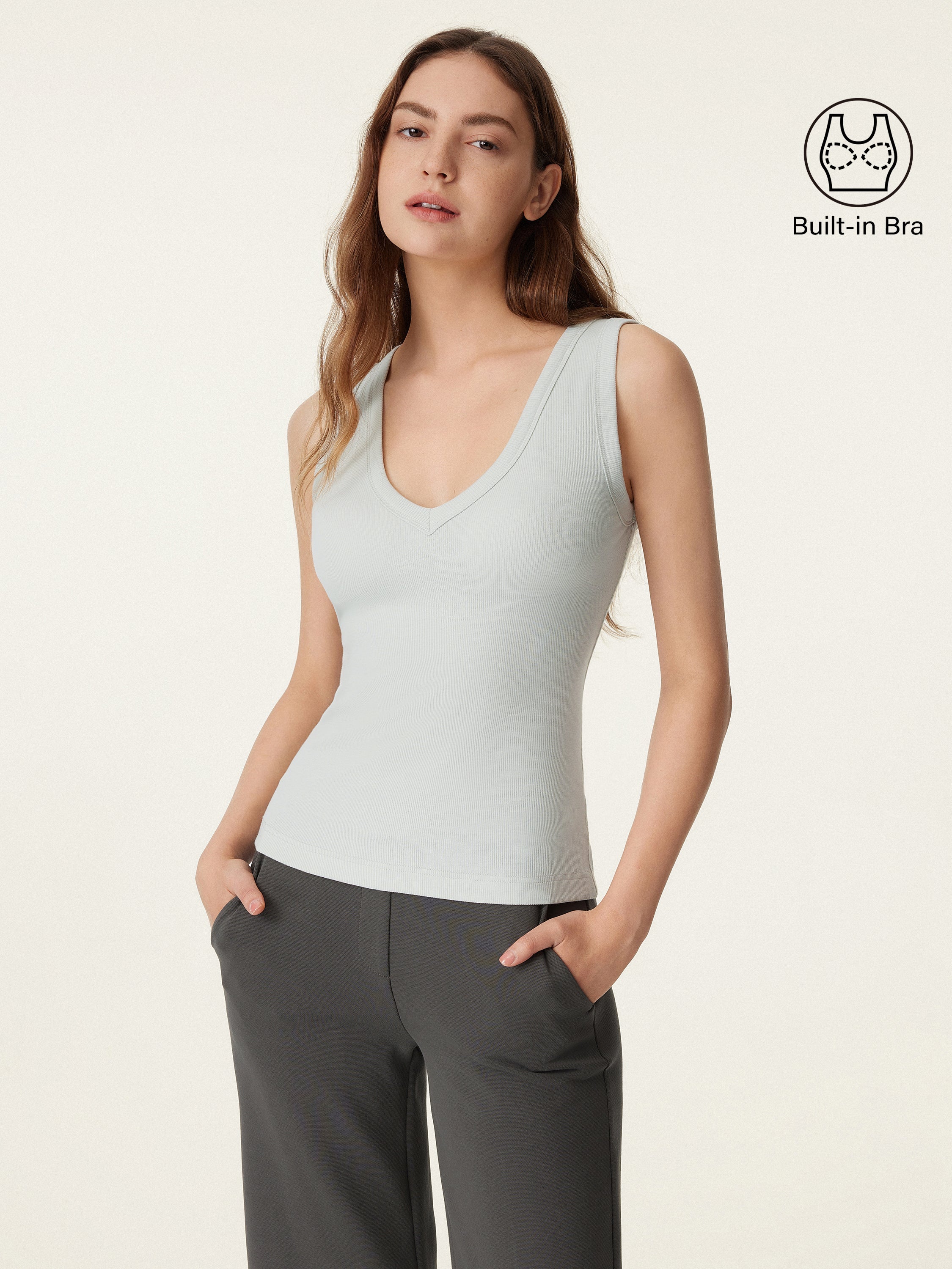 Dehnbare V-Ausschnitt Baumwoll Neue Luftige Brami Tanktop