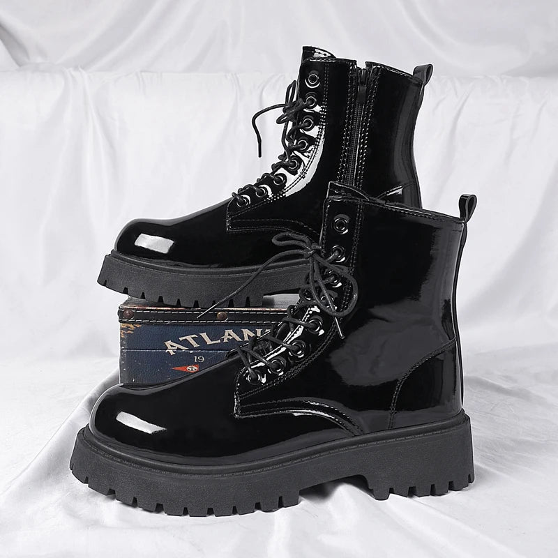 Boot de plate-forme de peinture noire de luxe pour hommes