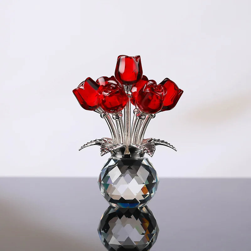 Rose d'amour en cristal rouge