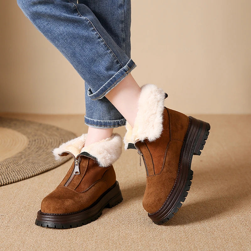 Bottines chaudes en peluche pour l'hiver