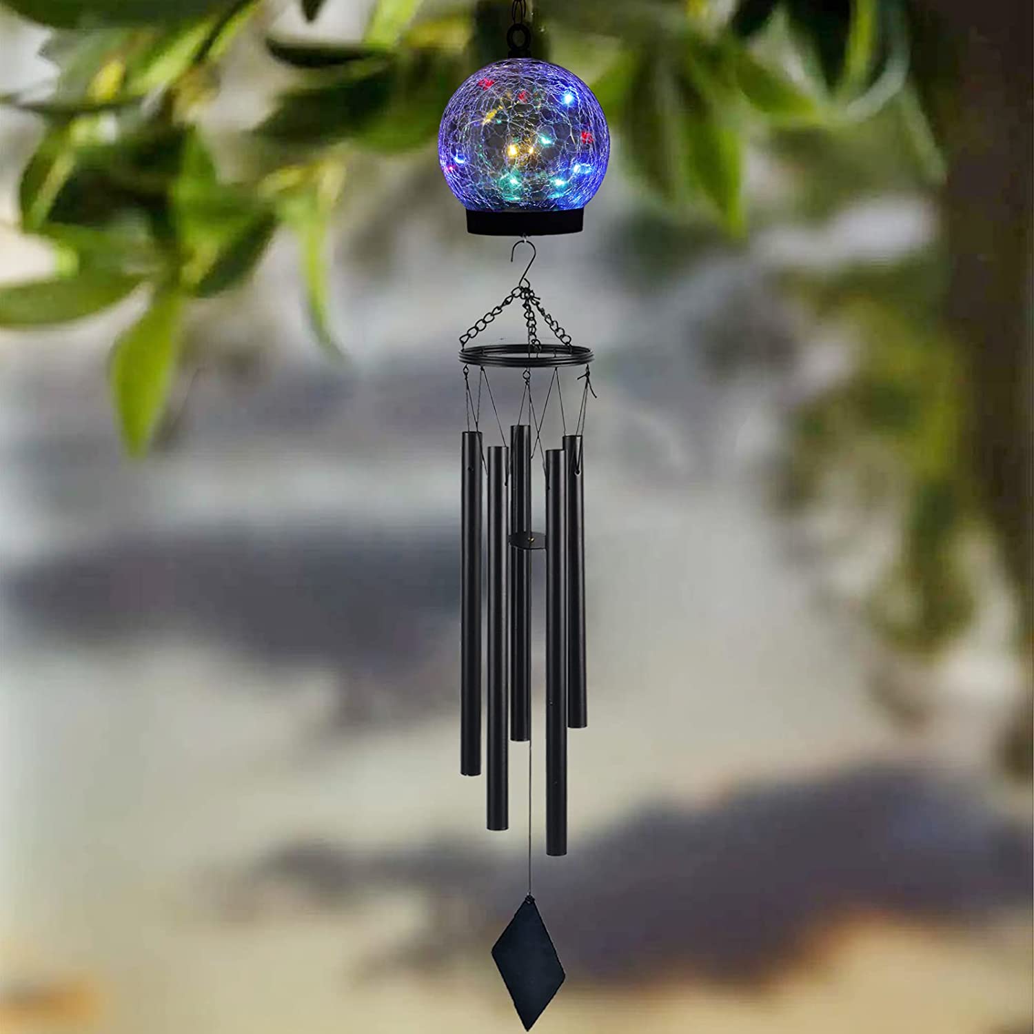 Solarhängende Glasball | Windspiele LEDs 42 Zoll