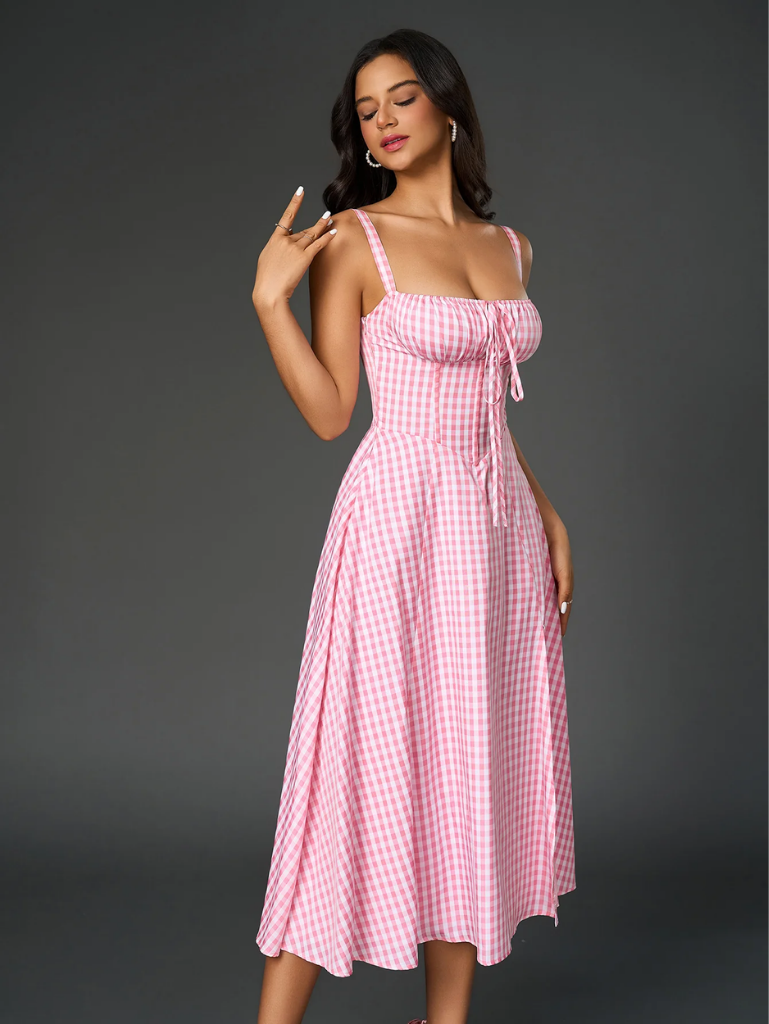 Gerüschtes Bustier Kleid mit Spalt und Trägern
