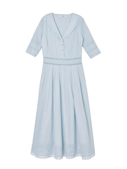Fiona – Midi-Kleid aus 100% Baumwolle mit V-Ausschnitt