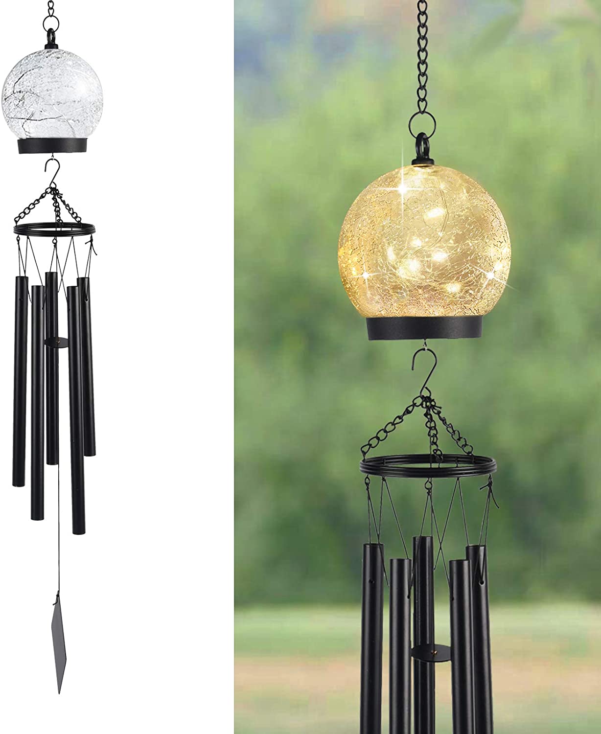 Solarhängende Glasball | Windspiele LEDs 42 Zoll