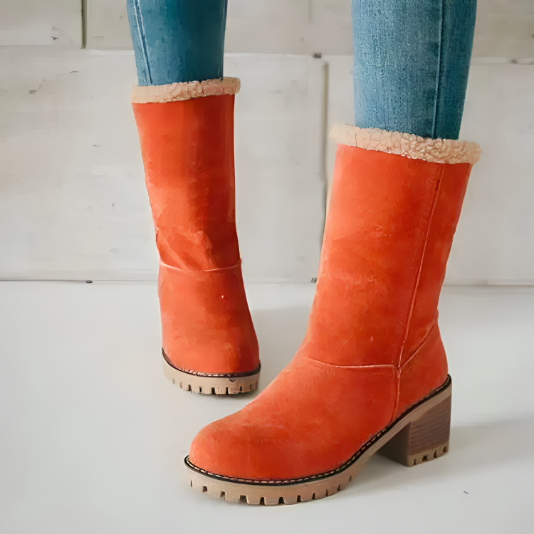 Bottes d'hiver des femmes avec un flux en peluche