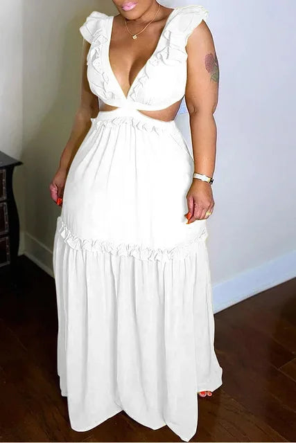 Glänzendes Glamour Kleid V-Ausschnitt