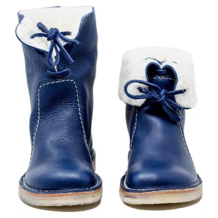 Wasserdichte Kalbsleder-Stiefel mit Wollfutter