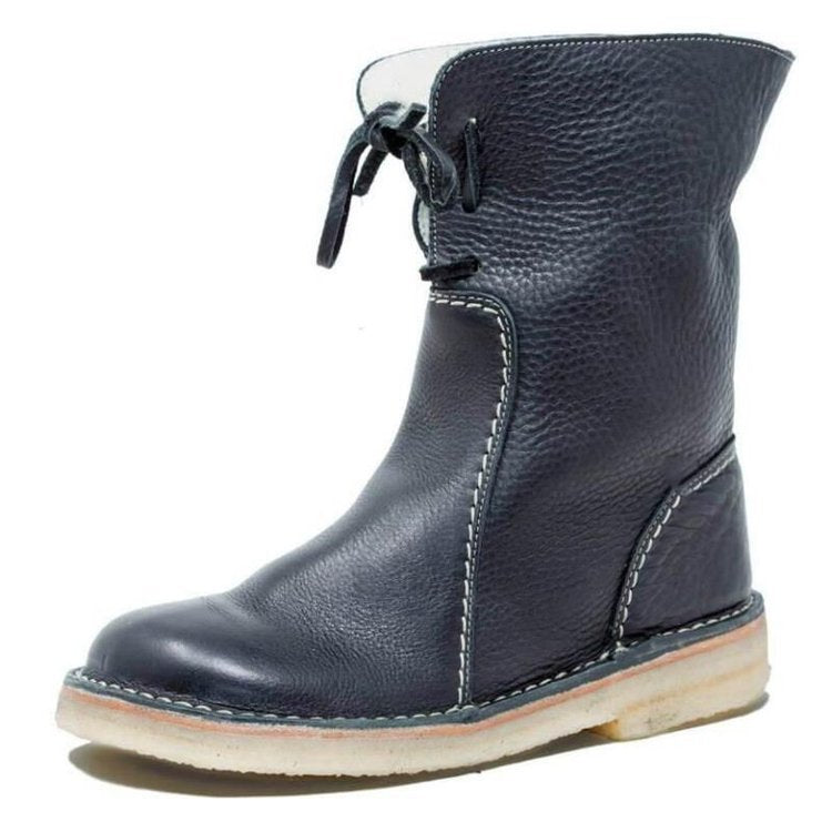 Wasserdichte Kalbsleder-Stiefel mit Wollfutter