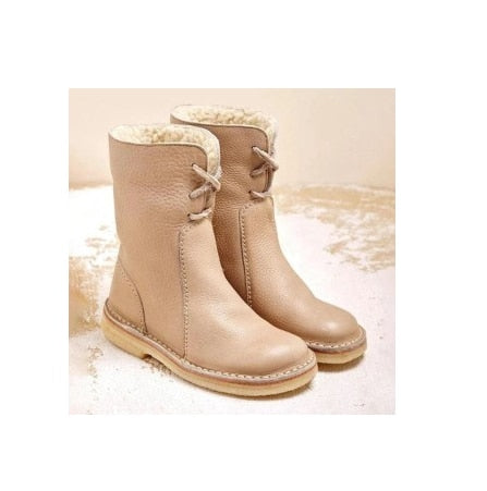 Beige Winterstiefel mit Wollfutter