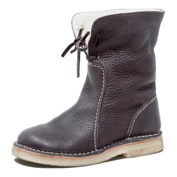 Boots imperméables en cuir de veau avec doublure en laine