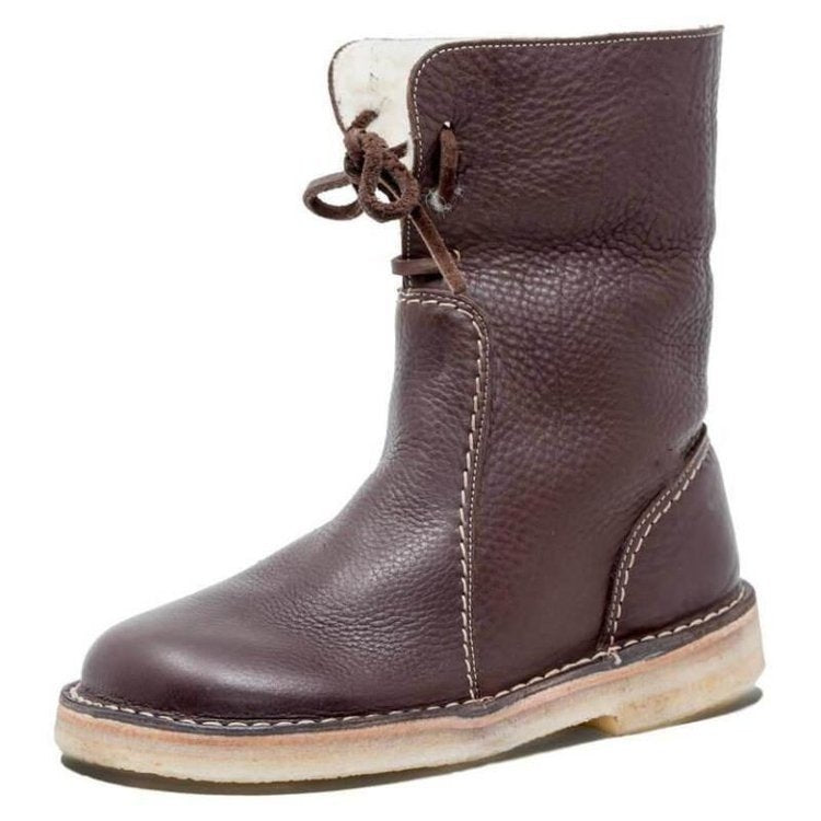 Wasserdichte Kalbsleder-Stiefel mit Wollfutter