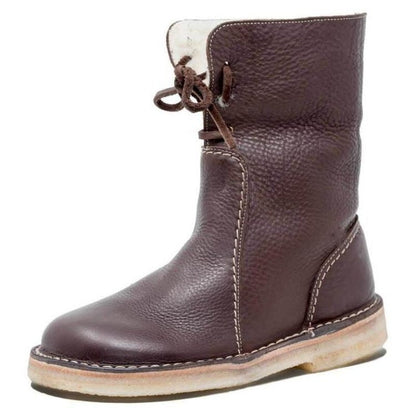 Wasserdichte Kalbsleder-Stiefel mit Wollfutter