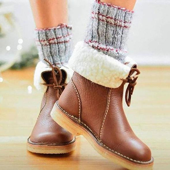 Wasserdichte Kalbsleder-Stiefel mit Wollfutter