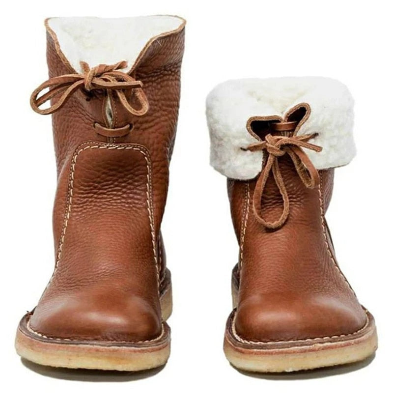 Wasserdichte Kalbsleder-Stiefel mit Wollfutter