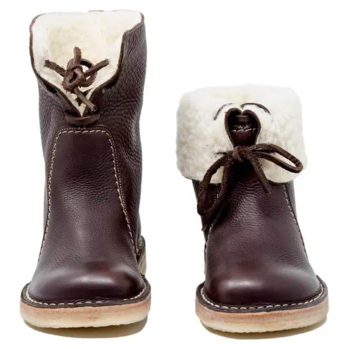 Wasserdichte Kalbsleder-Stiefel mit Wollfutter