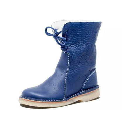 Blaue Winterstiefel mit Wollfutter