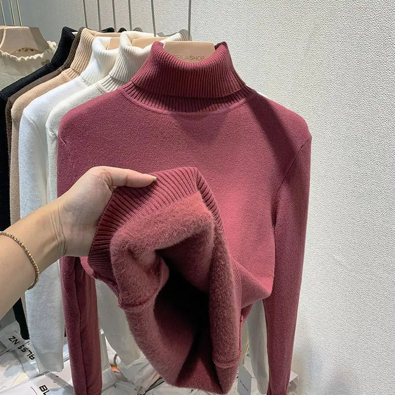 Pull col roulé doublé pour femme