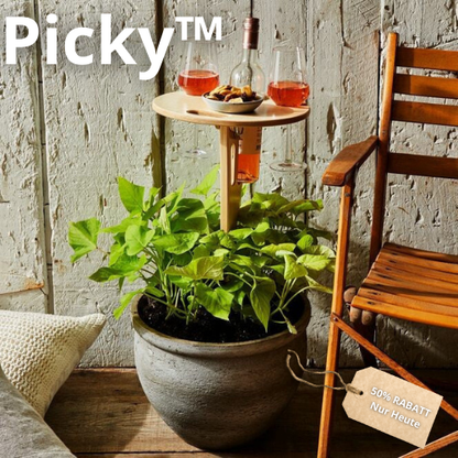 Faltbarer Picknicktisch mit Weinhalter – Aus Holz