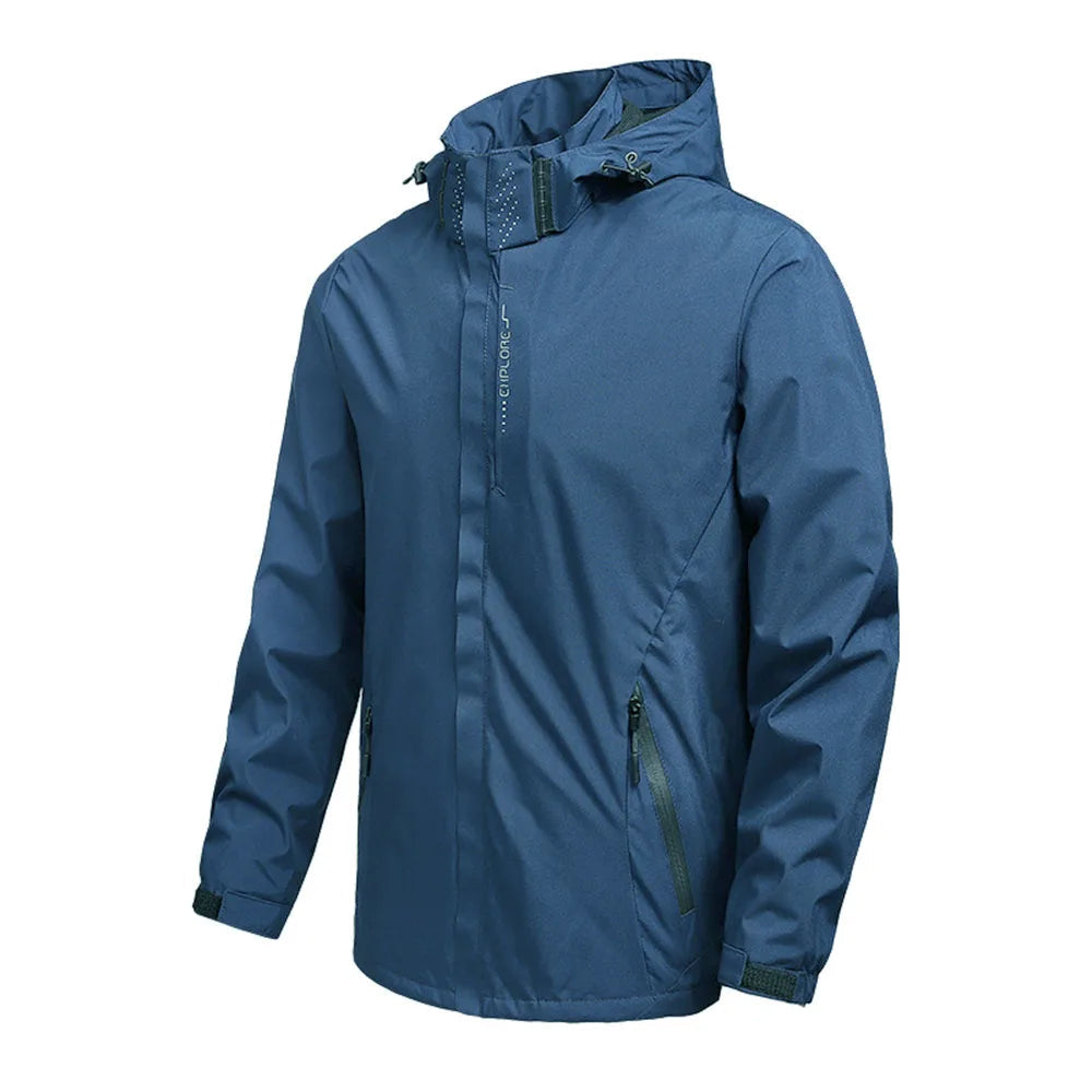 Blaue Herren- Regenjacke