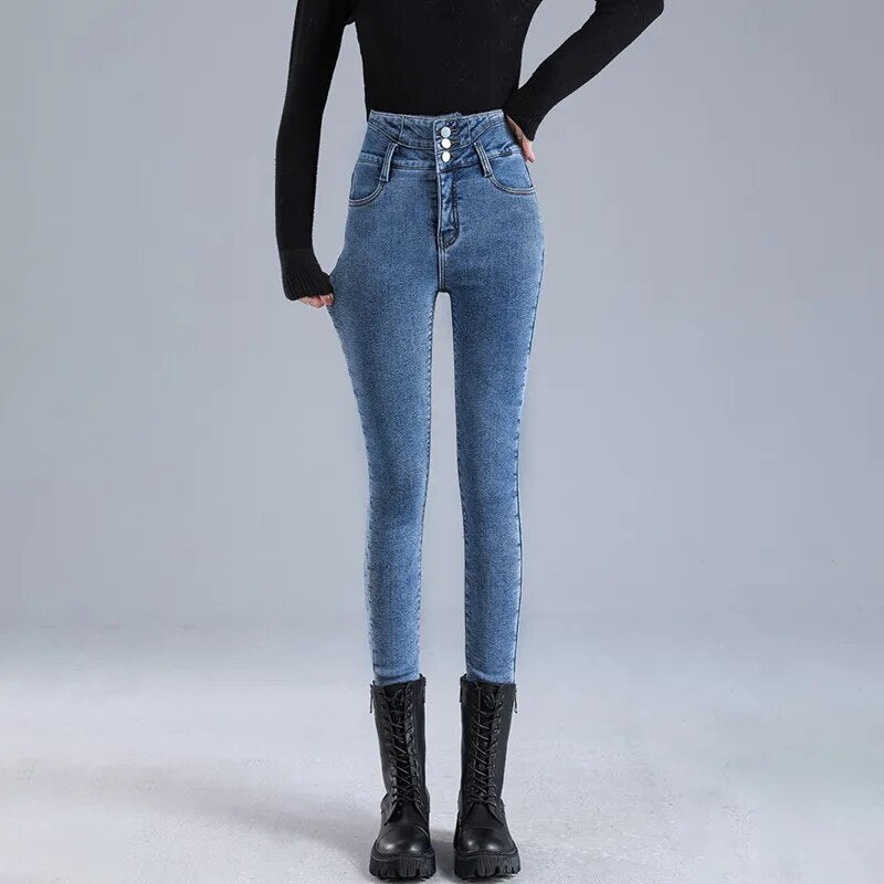 Jean stretch d'hiver en polaire