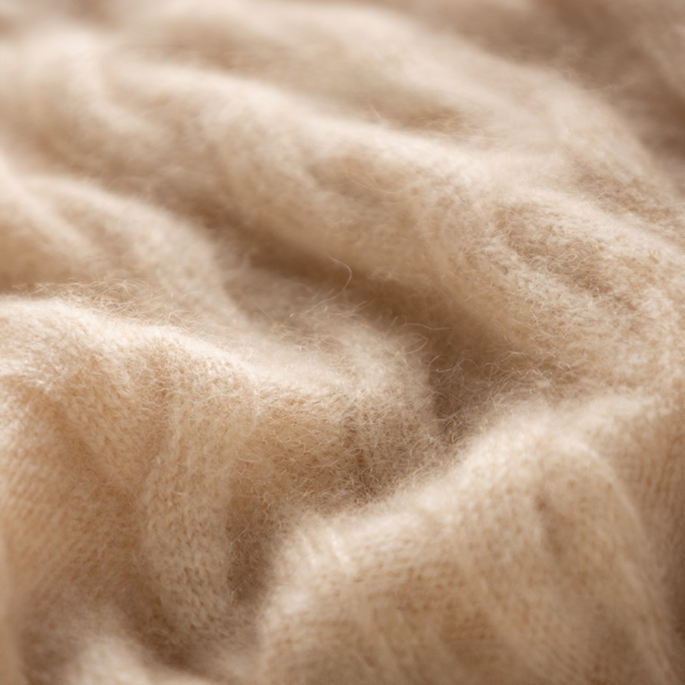 Close-up von einen beige Strickpullover