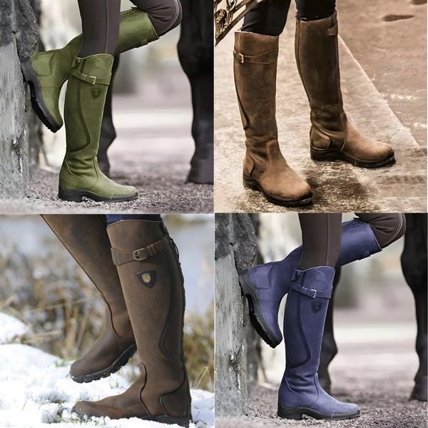 4 Paare von hochen Winterstiefel fur Frauen in verschiedenen Farben - grun, braun, khaki und violett