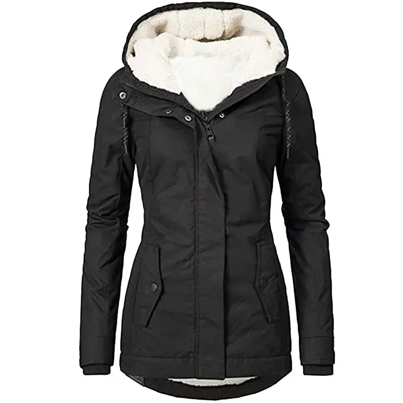 Manteau d'hiver avec doublure en peluche pour femme