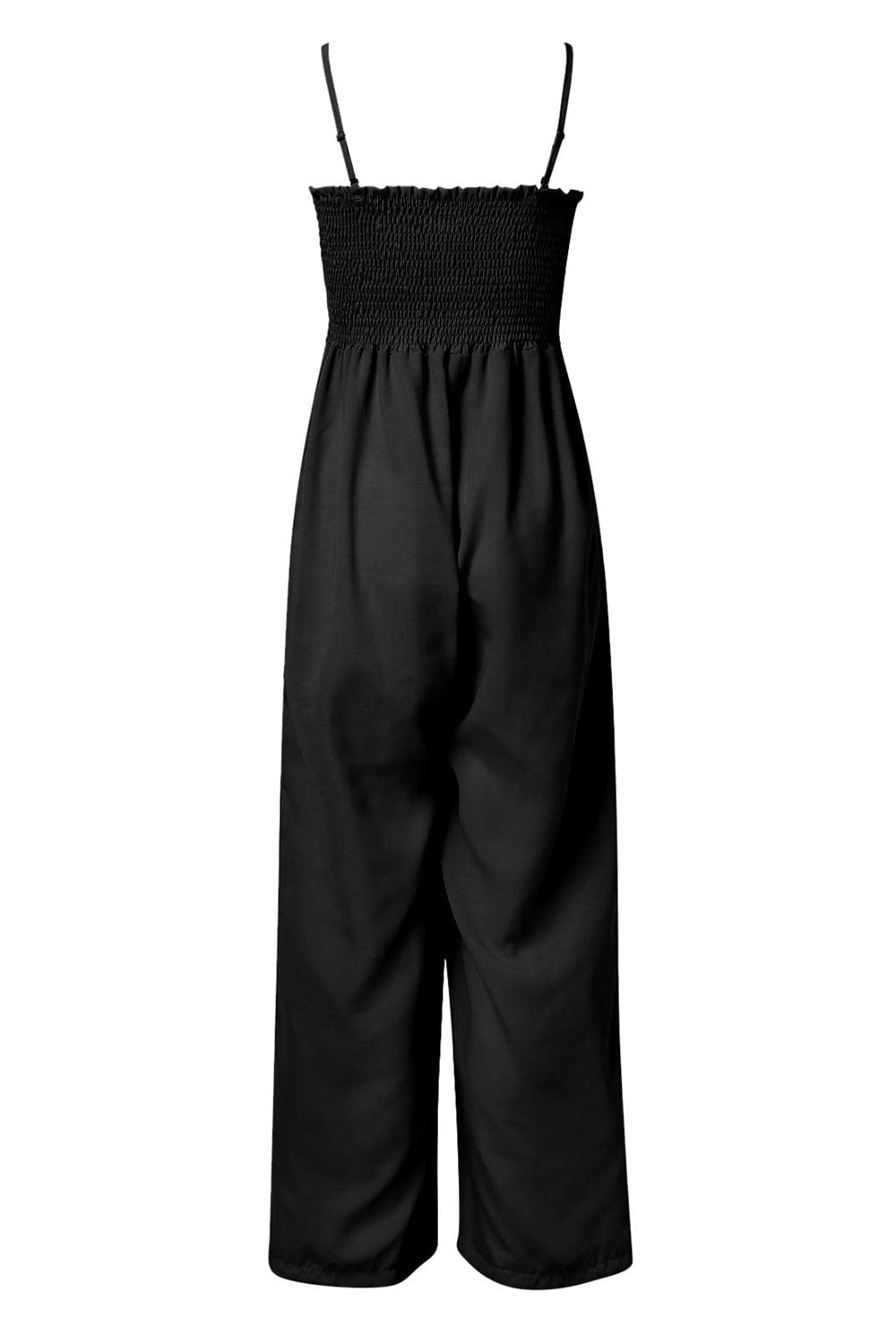 Geraffter Spaghetti-Träger weiter Beinausschnitt Jumpsuit