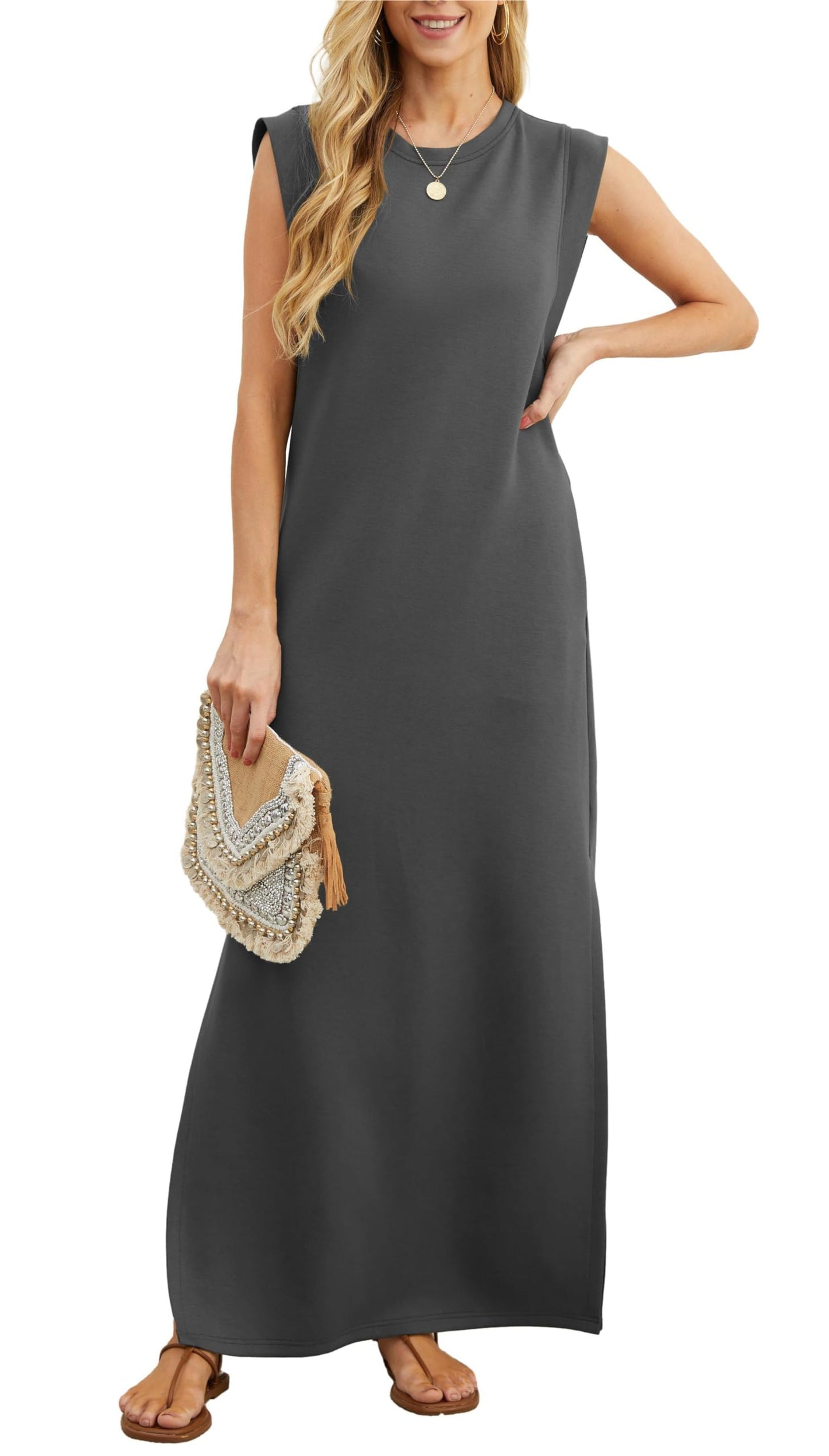 Damara – Maxikleid mit Taschen & seitlichem Schlitz für stilvolle Sommertage
