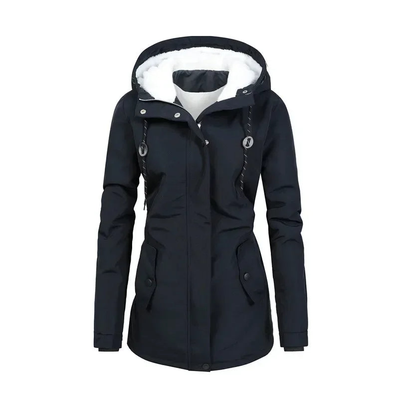 Manteau d'hiver avec doublure en peluche pour femme