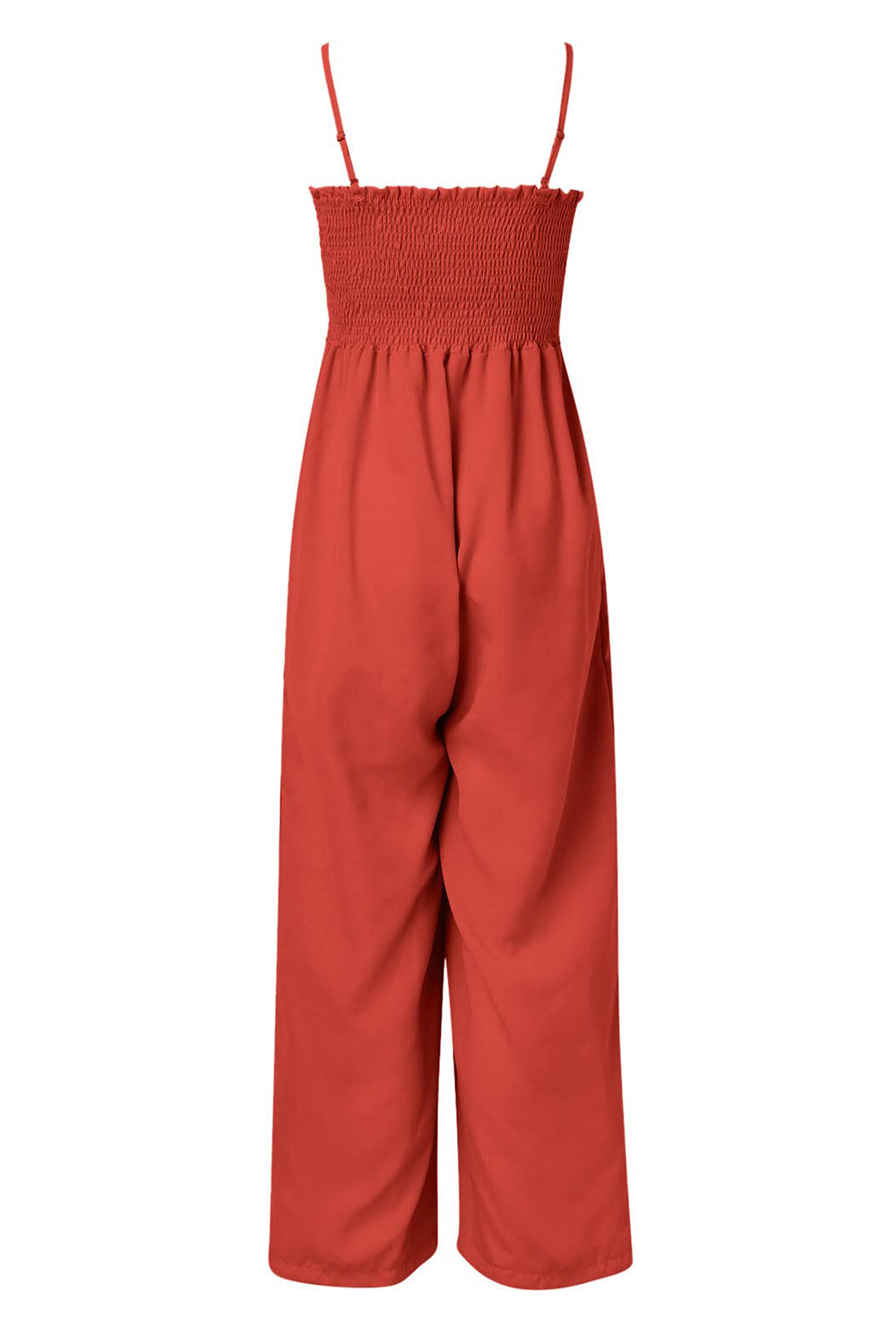 Geraffter Spaghetti-Träger weiter Beinausschnitt Jumpsuit