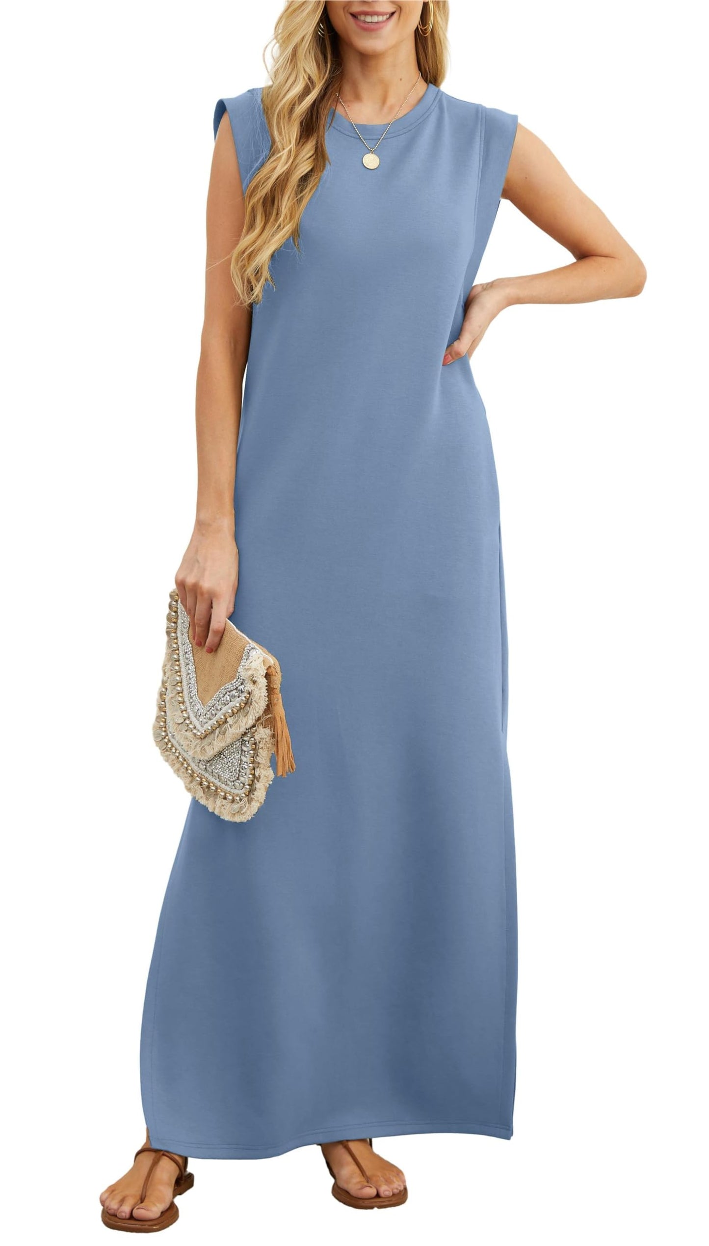 Damara – Maxikleid mit Taschen & seitlichem Schlitz für stilvolle Sommertage