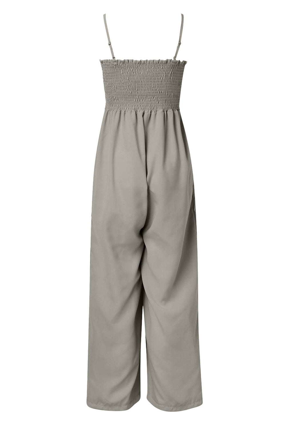 Geraffter Spaghetti-Träger weiter Beinausschnitt Jumpsuit