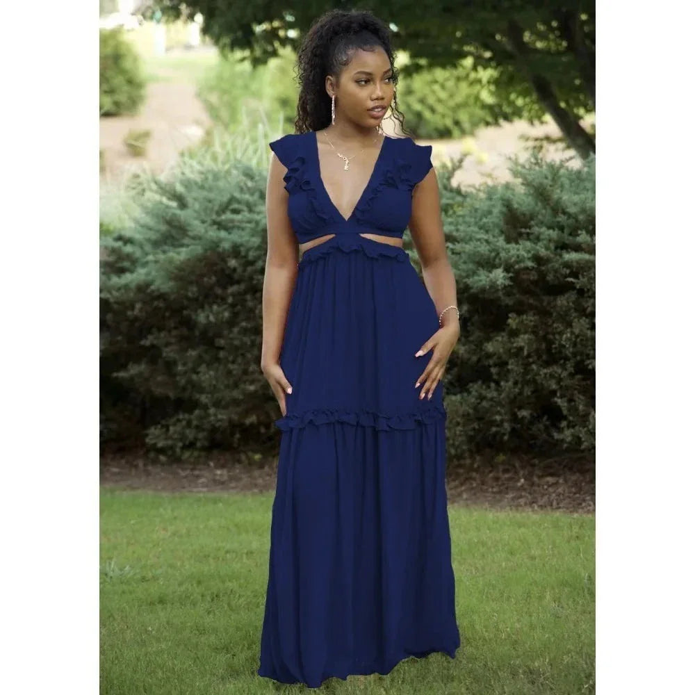 Glänzendes Glamour Kleid V-Ausschnitt