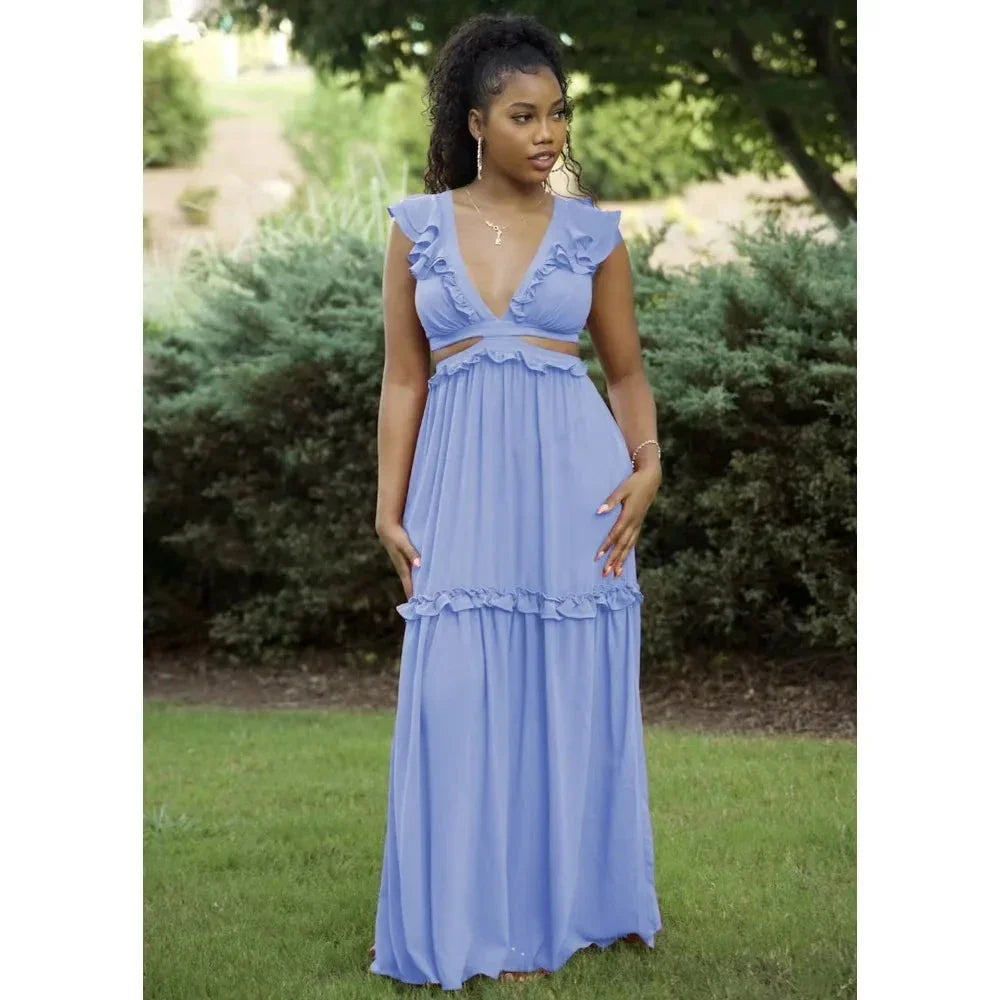 Glänzendes Glamour Kleid V-Ausschnitt