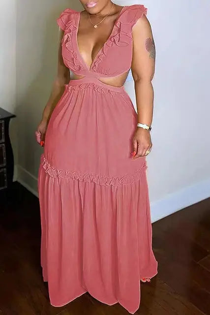 Glänzendes Glamour Kleid V-Ausschnitt