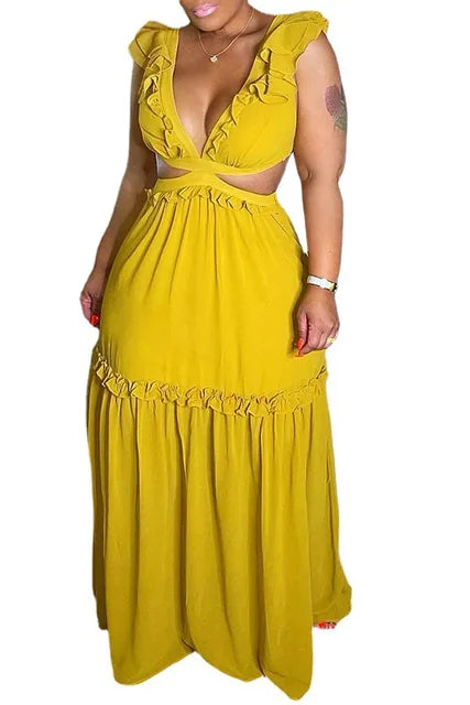 Glänzendes Glamour Kleid V-Ausschnitt