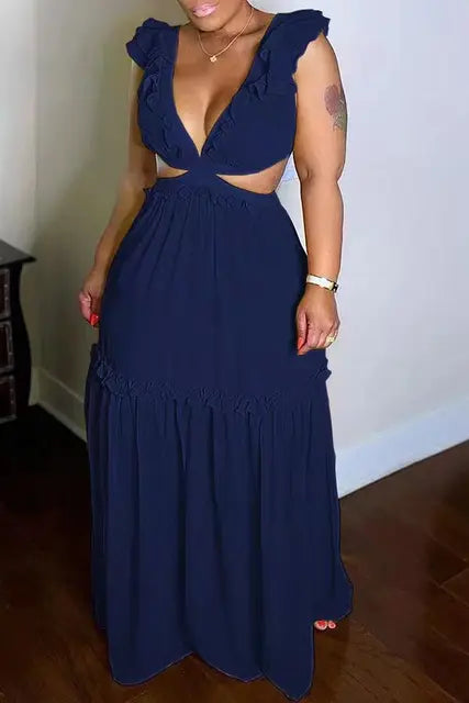 Glänzendes Glamour Kleid V-Ausschnitt