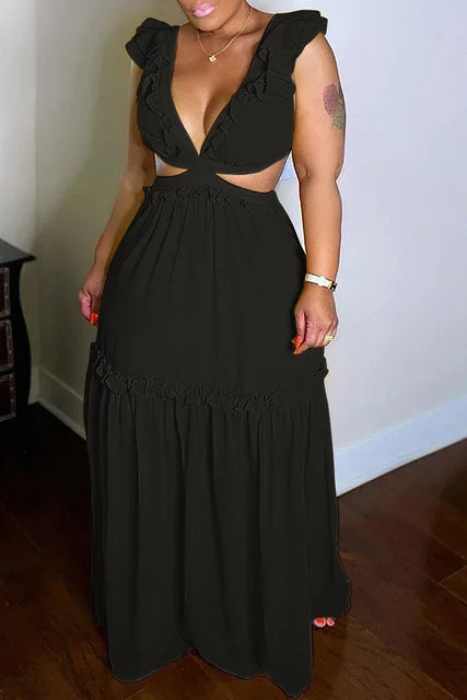 Glänzendes Glamour Kleid V-Ausschnitt