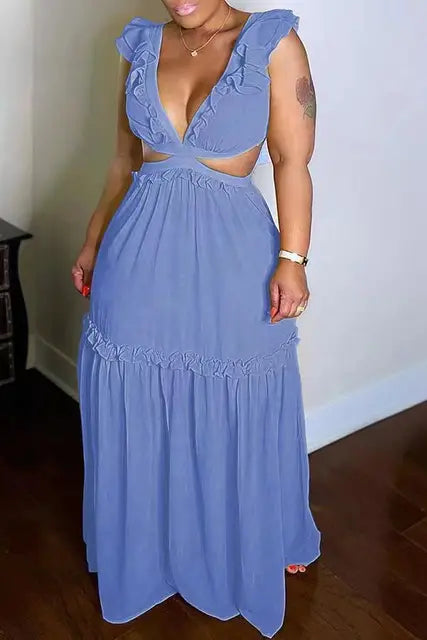 Glänzendes Glamour Kleid V-Ausschnitt