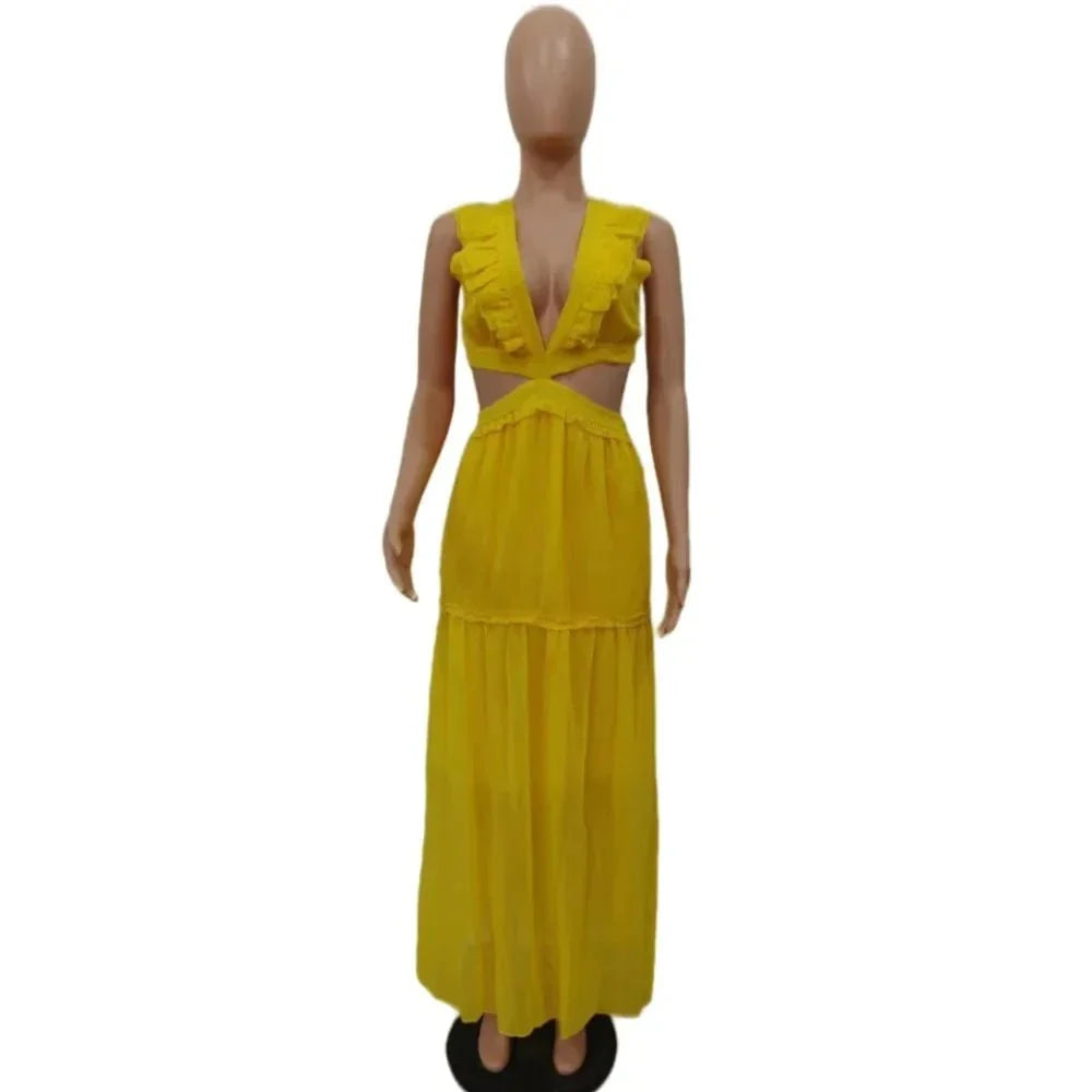 Glänzendes Glamour Kleid V-Ausschnitt