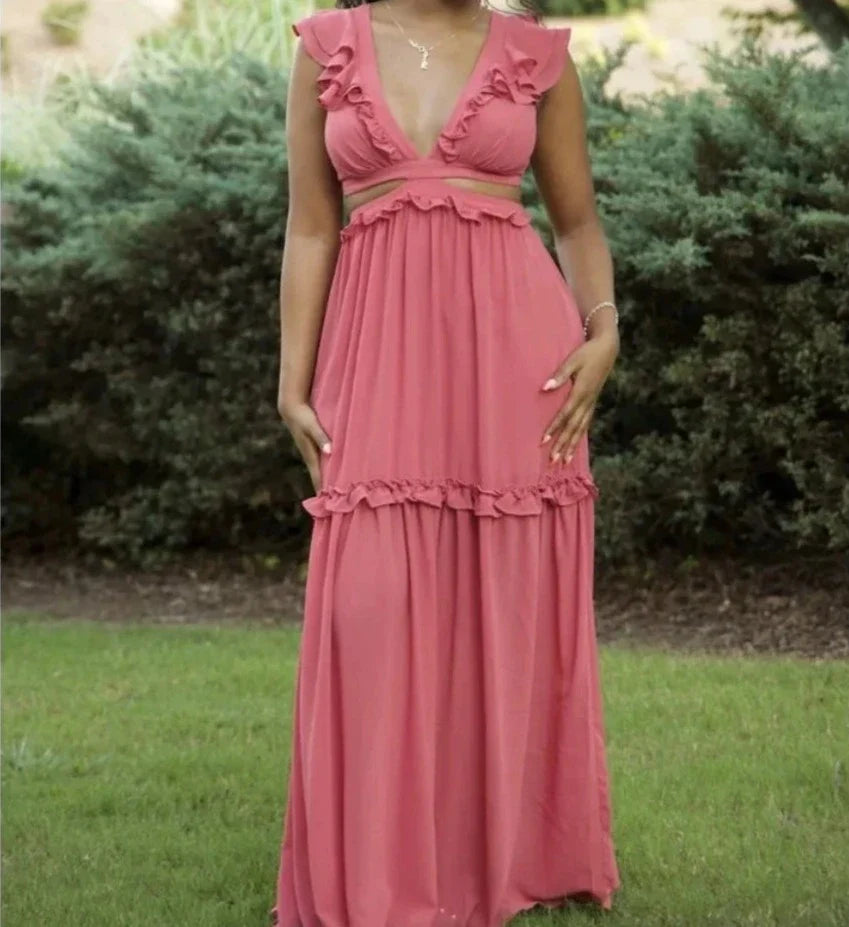 Glänzendes Glamour Kleid V-Ausschnitt