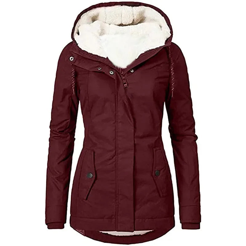 Manteau d'hiver avec doublure en peluche pour femme